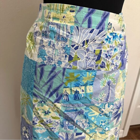 ELCC Vintage Floral Patchwork Skort - Blue and Green 1X - Picture 6 of 8